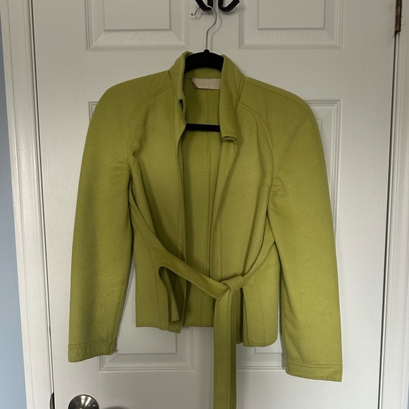 AUTH Vintage Valentino Green Cashmere Wool Front Tie Jacket | Made in Italy Sz 6 - Picture 16 of 17